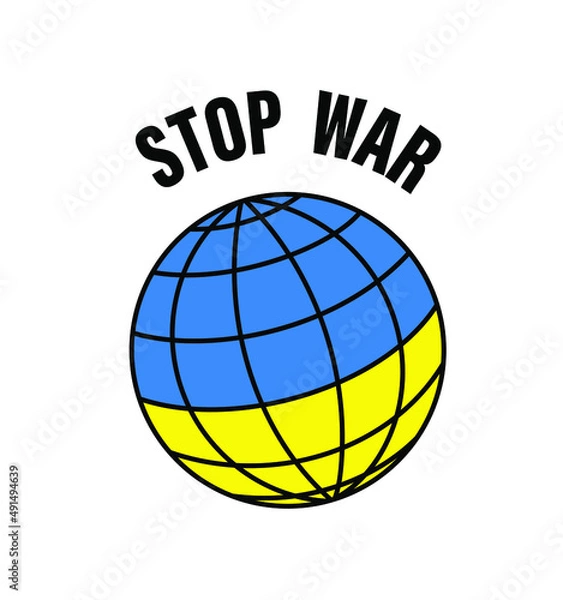 Fototapeta Stop war. Ukraine and Russia, Ukraine and Russia war. Planet in Ukraine flag colours.