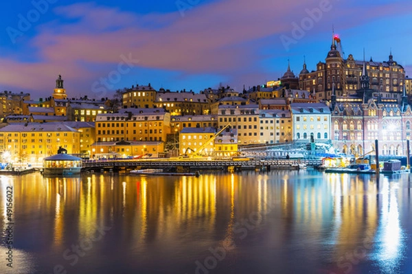 Fototapeta Night scenery of Stockholm, Sweden