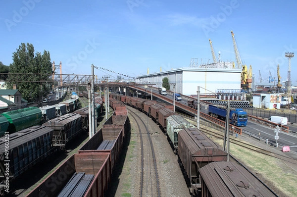 Fototapeta train on bridge