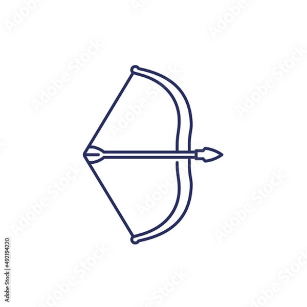 Fototapeta bow and arrow, archery line icon on white