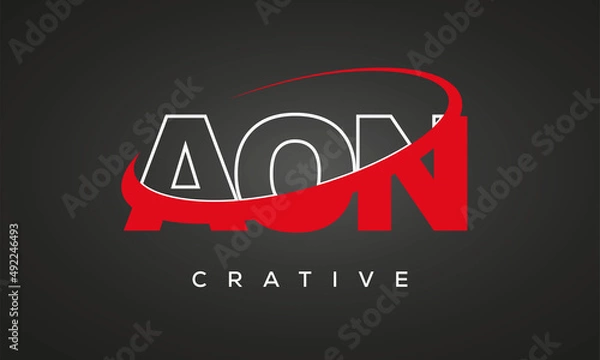 Fototapeta AON creative letters logo with 360 symbol vector art template design