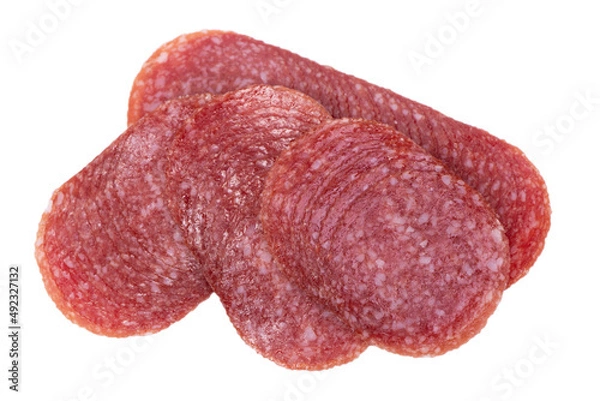 Fototapeta Sliced smoked salami sausage