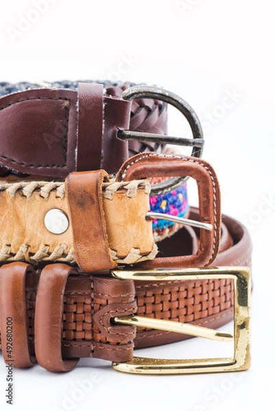 Fototapeta three belts on a white background