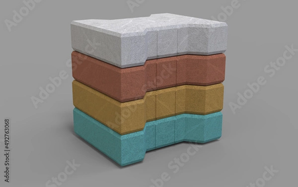 Fototapeta Concrete Block. Assorted Color Concrete Block 3D Rendering.