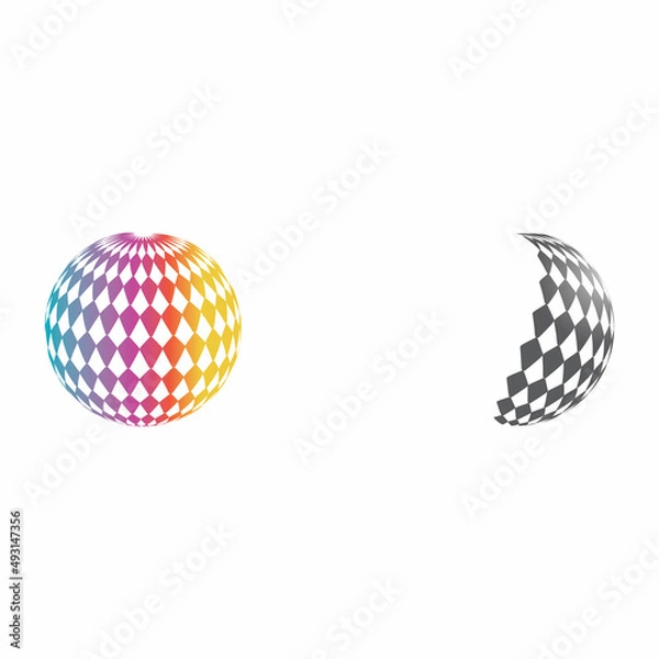 Fototapeta 3D digital globe logo design. icon vector illustration. This logo is suitable for global company  world technologies and media and publicity agencies