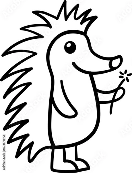 Fototapeta Porcupine cartoon drawing for coloring book