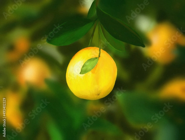 Fototapeta Lemon on a branch