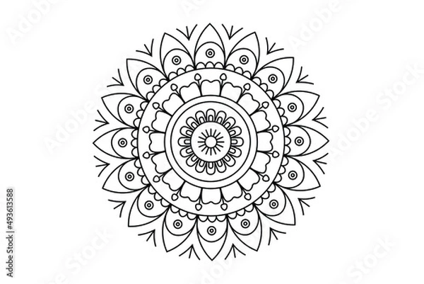 Fototapeta mandala design vector, mandala outline line drawing 