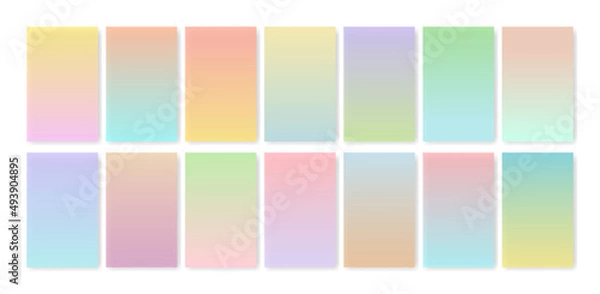 Fototapeta Abstract gradient colors background set. Colored graphic composition. Modern vector template for brochure, flyer, poster, cover, catalog, etc. 