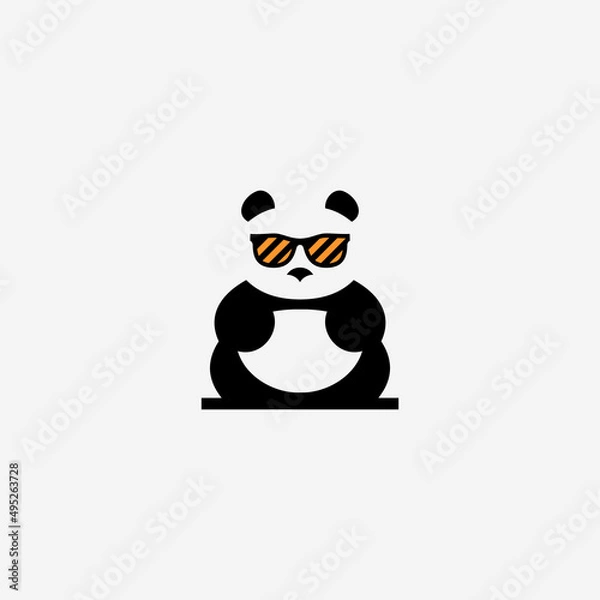 Fototapeta negative space panda logo or panda vector