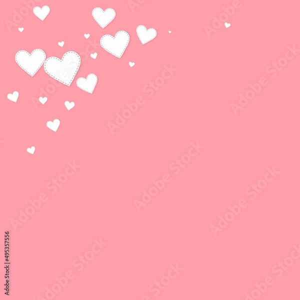 Fototapeta White heart love confettis. Valentine's day corner