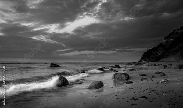 Fototapeta Landscape above the sea. Sand, beach and sea. Landscape from the Baltic Sea.