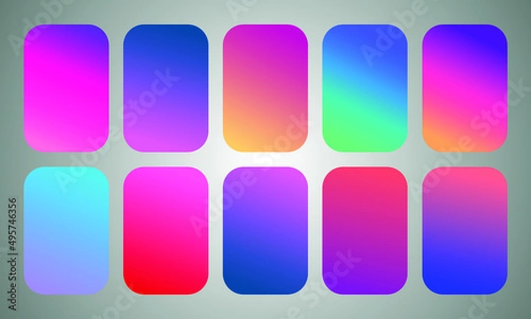 Fototapeta Set of abstract vector gradient backgrounds. Colorful texture for your design. Mobile app template
