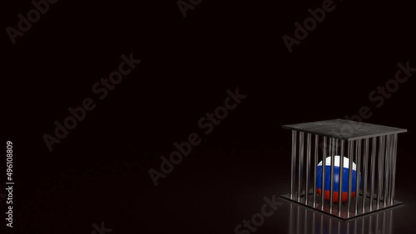 Fototapeta Russia ball in cage for sanction concept 3d rendering.