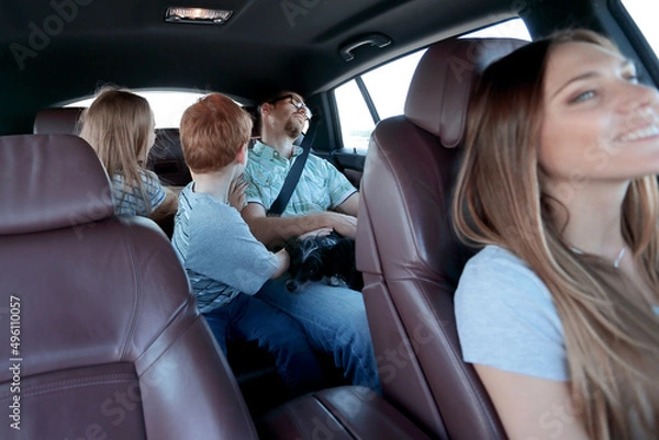 Fototapeta modern family making a trip in the car