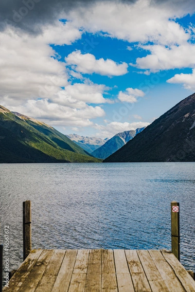 Fototapeta Jetty at a mountain lake