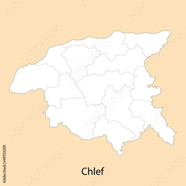 Fototapeta High Quality map of Chlef is a province of Algeria