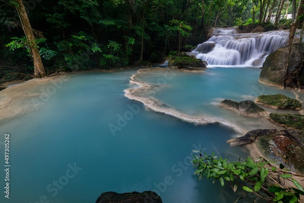 Fototapeta Erawan Waterfall,beautiful waterfall deep forest in Thailand