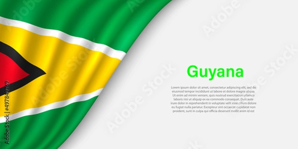 Fototapeta Wave flag of Guyana on white background.