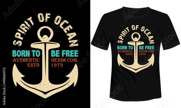 Fototapeta Spirit of Ocean Typography t-shirt Design With Angkor