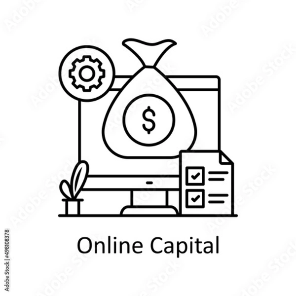 Fototapeta Online Capital vector Outline Icon Design illustration. Business Partnership Symbol on White background EPS 10 File