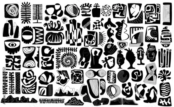 Fototapeta collection of abstract shapes and forms , isolated vector illustration graphic set