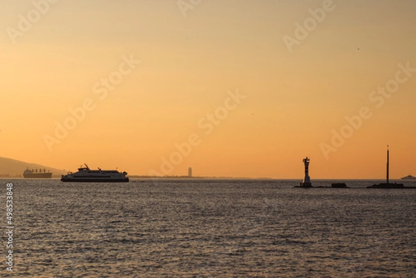 Fototapeta Sunset sea view from embankment of Izmir, Turkey