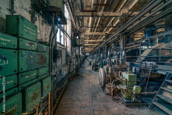 Fototapeta A briquette factory is a mechanical plant for refining coal. Briquettes can be produced from sieved lignite or hard coal dust.