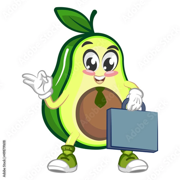 Fototapeta avocado cute cartoon mascot illustration vector 