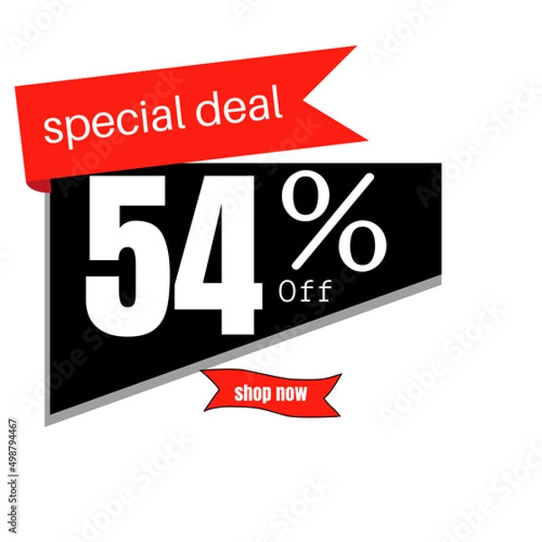 Fototapeta black sticker with red discount   54%