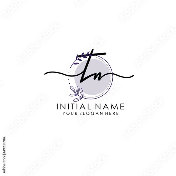 Fototapeta TN Luxury initial handwriting logo with flower template, logo for beauty, fashion, wedding, photography