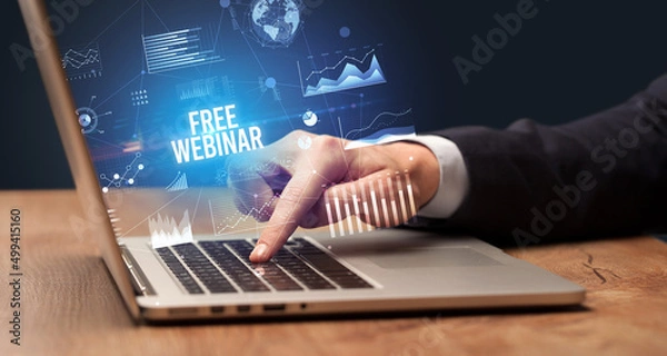 Fototapeta Businessman working on laptop, business concept