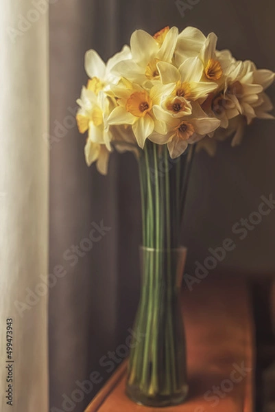 Obraz bouquet of yellow tulips in vase