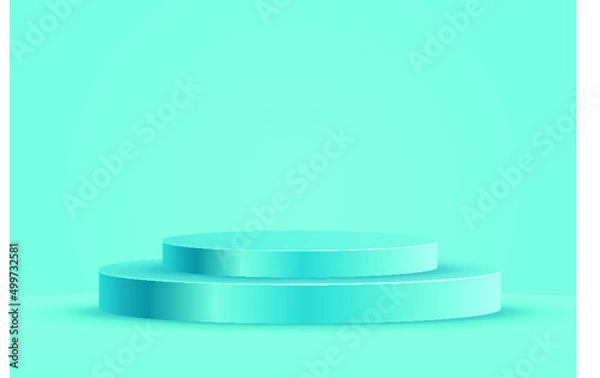 Fototapeta Realistic 3D sales background with pallets for placing items.
