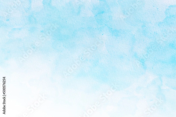 Fototapeta Watercolor illustration cloudy art abstract blue color texture background, clouds and sky pattern. Watercolor stain with hand paint pattern on watercolor paper