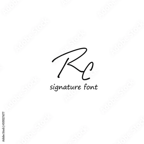 Obraz Initial Letter Rc Logo - Handwritten Signature Logo