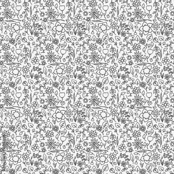 Fototapeta Seamless floral vector pattern. Doodle vector with floral pattern on white background. Vintage floral pattern