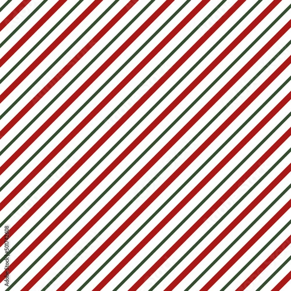 Fototapeta Seamless Christmas striped pattern in traditional red and green colors.