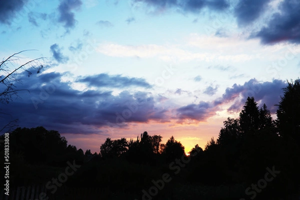 Fototapeta Sky landscape with clouds in pastel colors