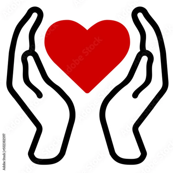 Fototapeta Hands icon with heart. symbol of love. charity web icon.