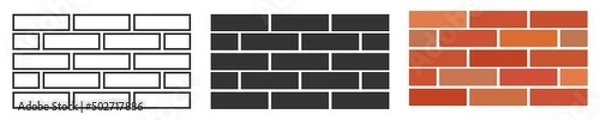 Fototapeta Brick wall icon. Brickwork symbol. Sign decor vector.