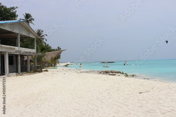 Fototapeta hotel construction, maldives, investment, resort, fulidhoo