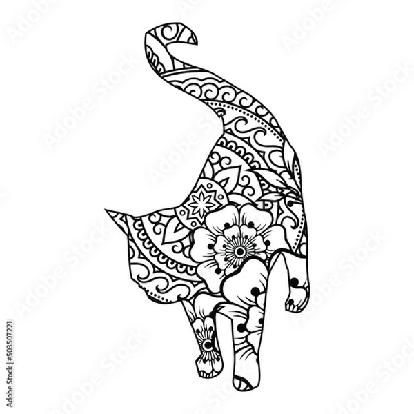 Obraz Mandala Cat Coloring Page For Kids