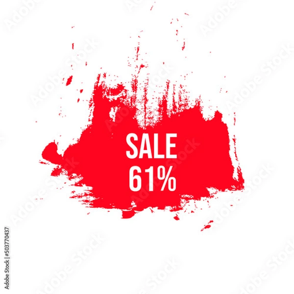 Fototapeta 61 percent off sale with brush drawing color red vector.