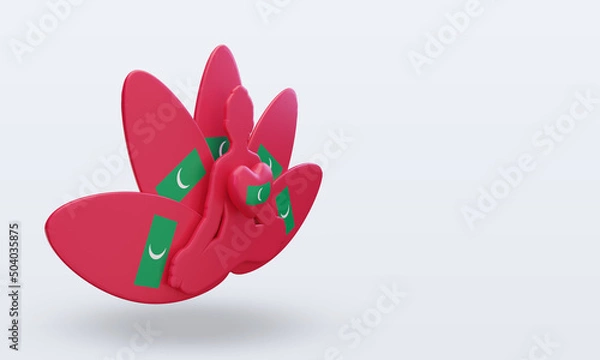 Fototapeta 3d International yoga day Maldives flag rendering left view