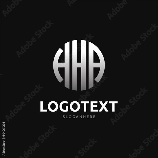 Fototapeta Hha Monogram logo, Hha Circle font, Round monogram Hha letters, three letters logo