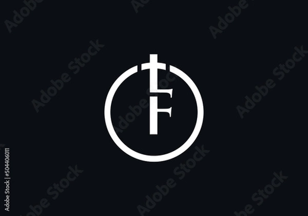 Fototapeta Religion church logo and symbol design vector with the letter F