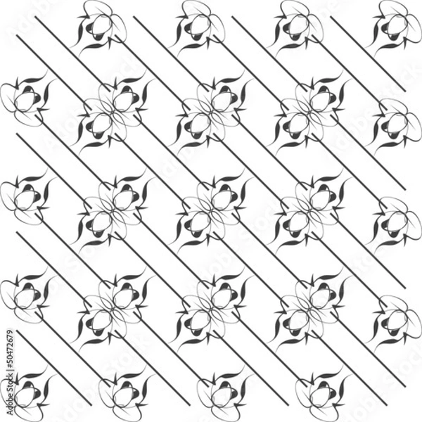 Fototapeta Monochrome seamless classic pattern on white background