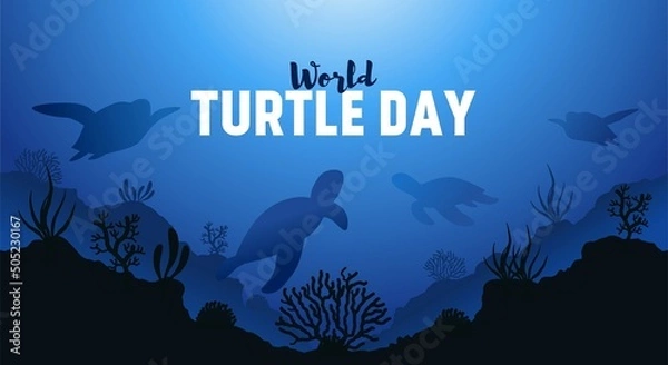 Fototapeta World Turtle Day vector illustration. Suitable for Poster, Banners, campaign and greeting card. 