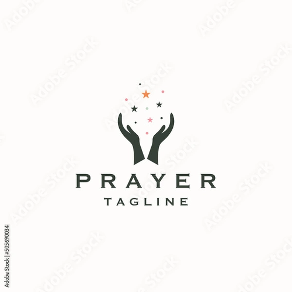 Fototapeta Hand praying logo icon design template flat vector